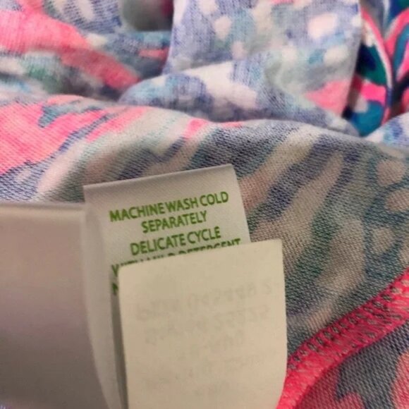 NWT Lilly Pulitzer Top Lilias Pink Blue Tiki Shake It Long Sleeve Henley XS - Picture 8 of 9